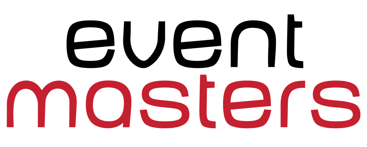 Event Masters logo with event written in black on top and masters written in red below