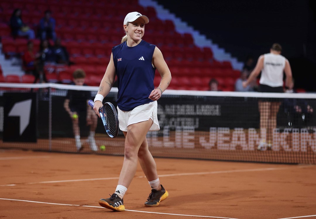 Sonay Kartal smiles on court during her Billie Jean KIng Cup debut win against Germany