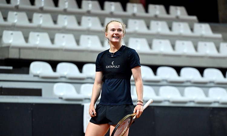 Fran Jones in training at the Billie Jean King Cup in France