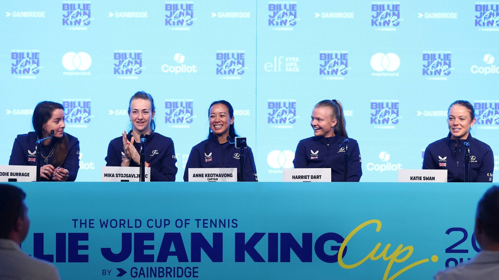 The Great Britain team in the press conference ahead of the Billie Jean King Cup Qualifiers