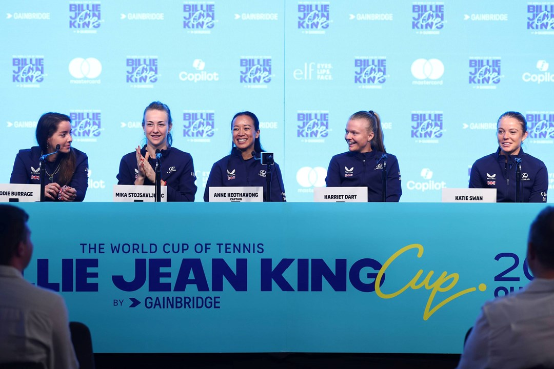 The Great Britain team in the press conference ahead of the Billie Jean King Cup Qualifiers