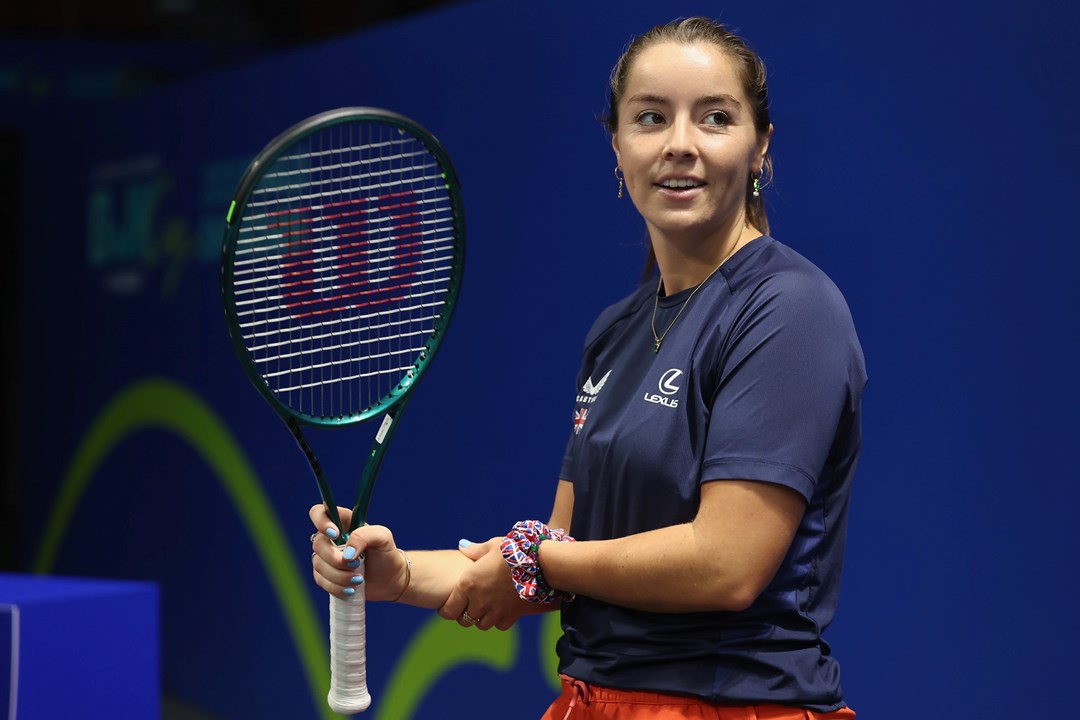 Jodie Burrage in practice during the 2025 Billie Jean King Cup Qualifiers