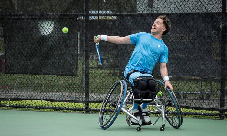 Alfie Hewett hitting a forehand at the 2026 Cajun Classic