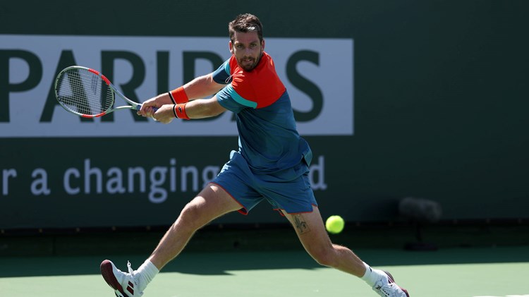 Cam Norrie lining up a backhand at Indian Wells