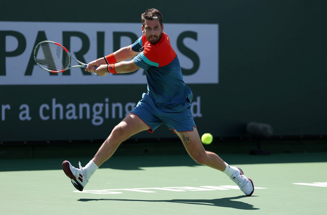 Cam Norrie lining up a backhand at Indian Wells