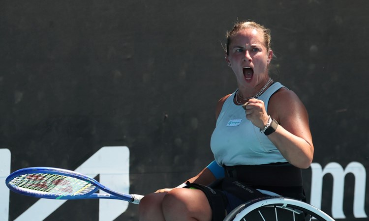 Lucy Shuker roars in celebration at the 2026 Australian Open