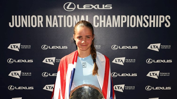 Megan Knight holding the 16U Lexus Junior National Championships girls' singles title
