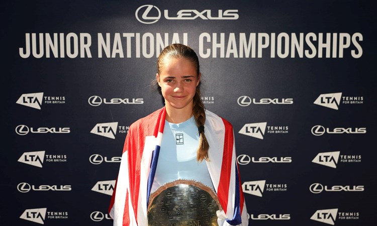 Megan Knight holding the 16U Lexus Junior National Championships girls' singles title