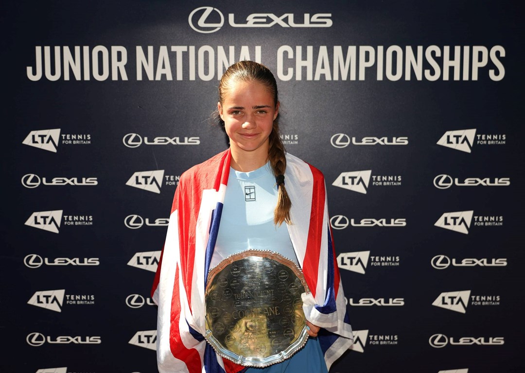Megan Knight holding the 16U Lexus Junior National Championships girls' singles title