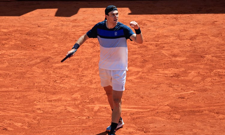 Jack Draper celebrates winning a point at the Rolex Monte-Carlo Masters