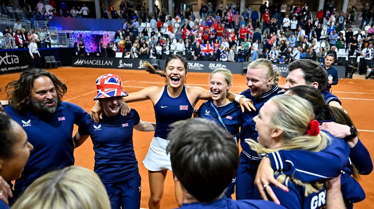 Lexus GB Billie Jean King Cup team celebrate victory over France