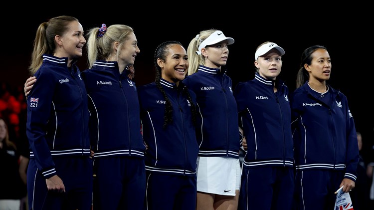 Billie Jean King Cup squad at the Qualifier in Coventry