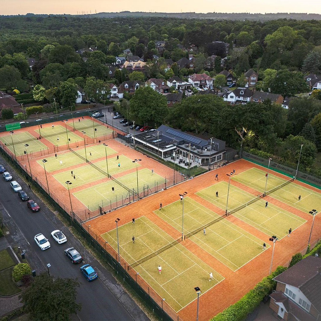 Streetly Tennis Club courts lit up by floodlights