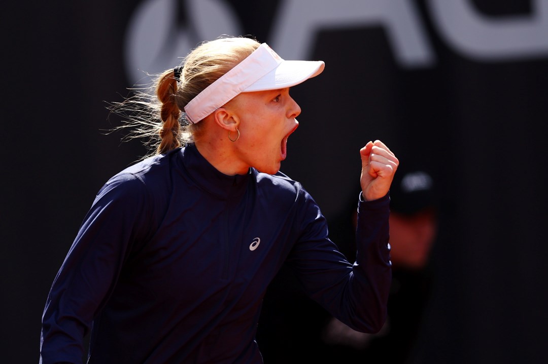 Harriet Dart celebrating at the Billie Jean King Cup 2022