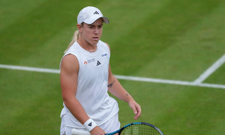 Sonay Kartal on court at Wimbledon in 2024