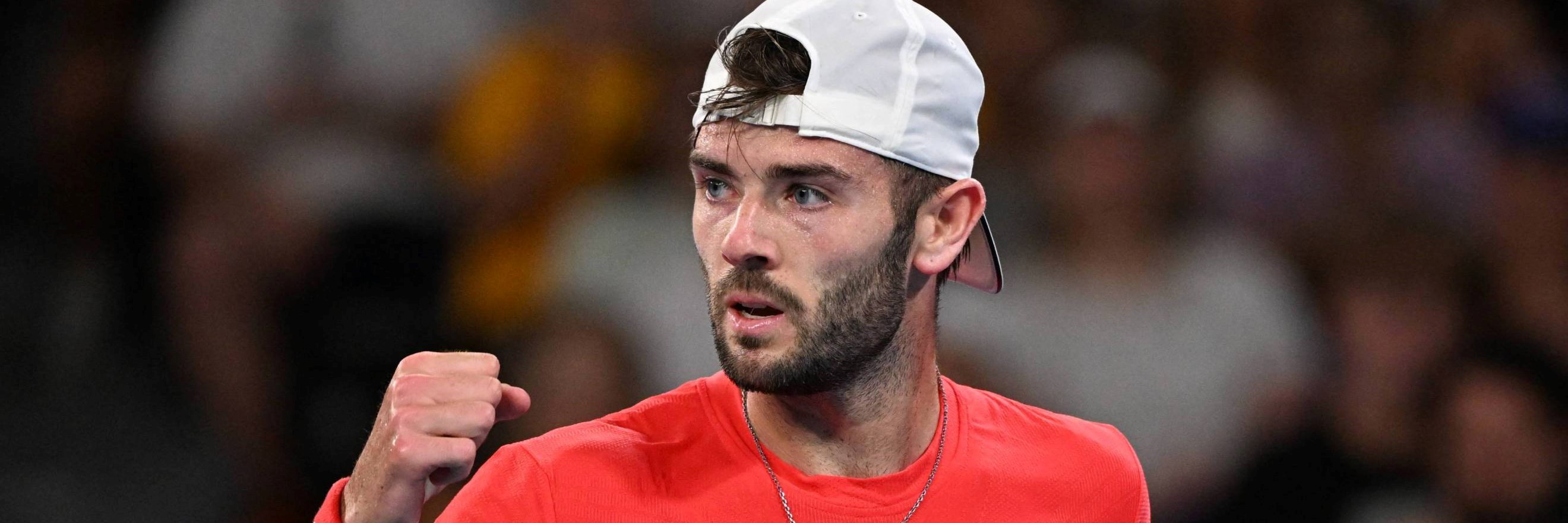 Jacob Fearnley gives a fist pump at the Australian Open
