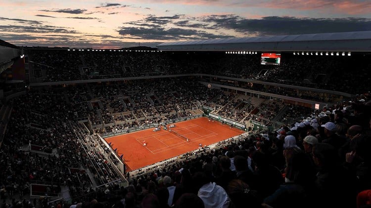 Centre Court at Roland Garros at sunset