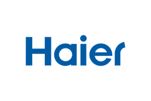 Haier logo in blue writing