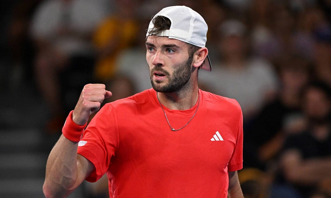 Jacob Fearnley gives a fist pump at the Australian Open