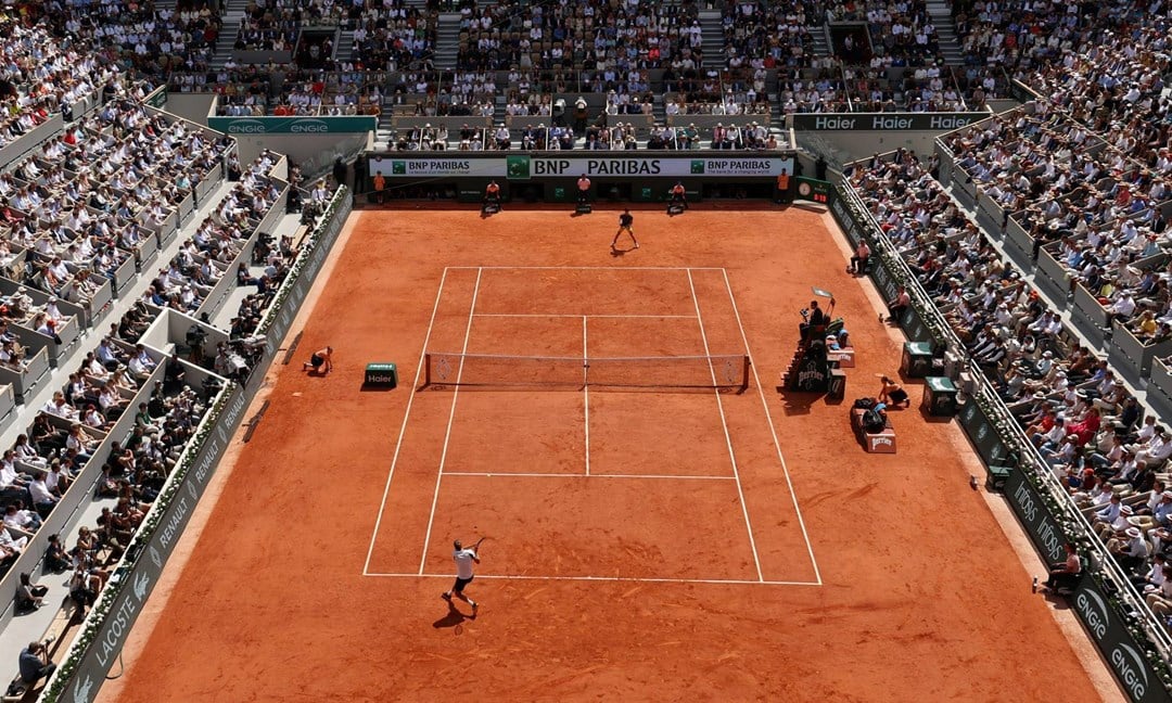 A view of Phillippe Chatrier at Roland Garros during the 2024 men's singles final
