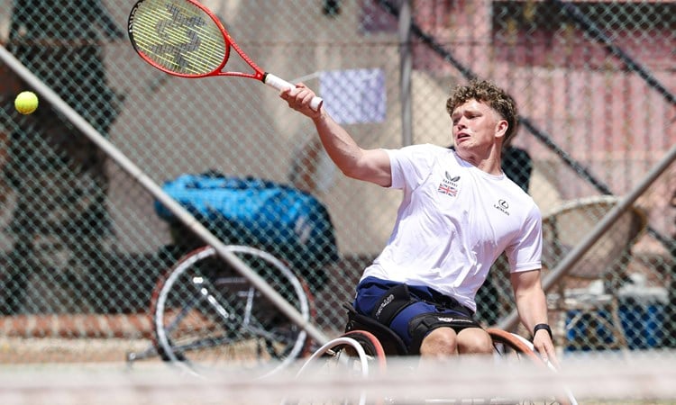 Ben Bartram connecting on a forehand for Great Britain at the World Team Cup 2025