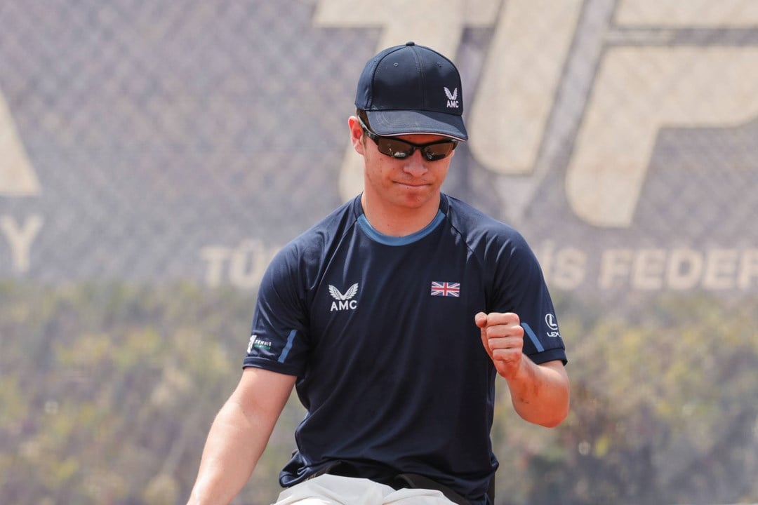 Greg Slade fist pumps at the 2024 World Team Cup