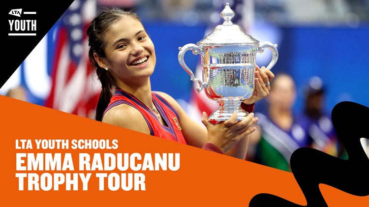 Emma Raducanu's Trophy Tour graphic