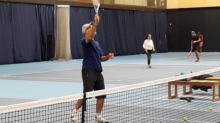 Members of Lee Valley Hockey and Tennis Centre participating in one of the LTA's Open Court Tennis programmes that is ran at the club