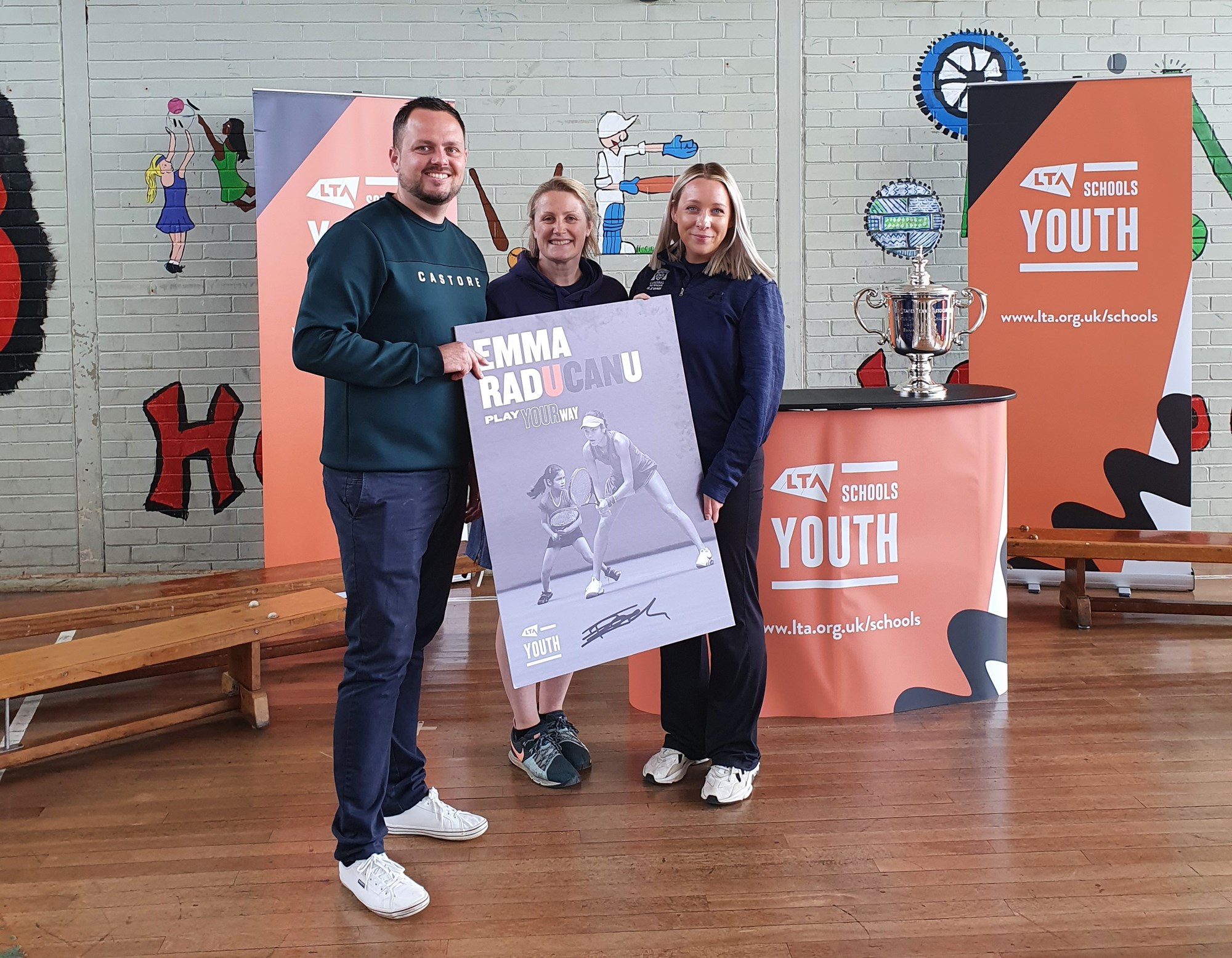 Tennis Wales visiting the Cardinal Newman Catholic School in South Wales during the US Open Trophy Tour