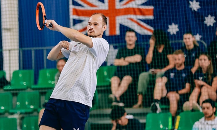 Dominic Iannotti playing tennis at the Virtus World Championships