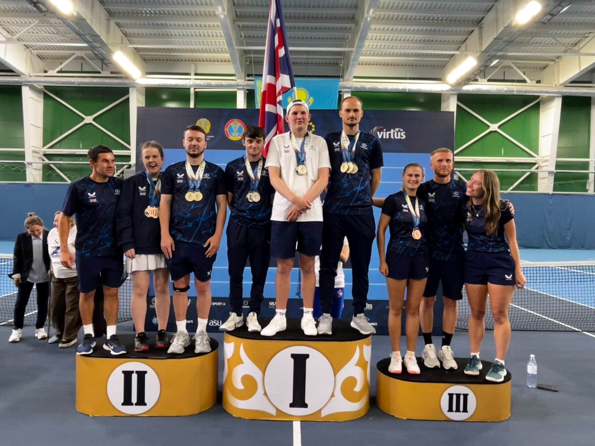 The GB team on the podium with their medals at the Virtus World Championships