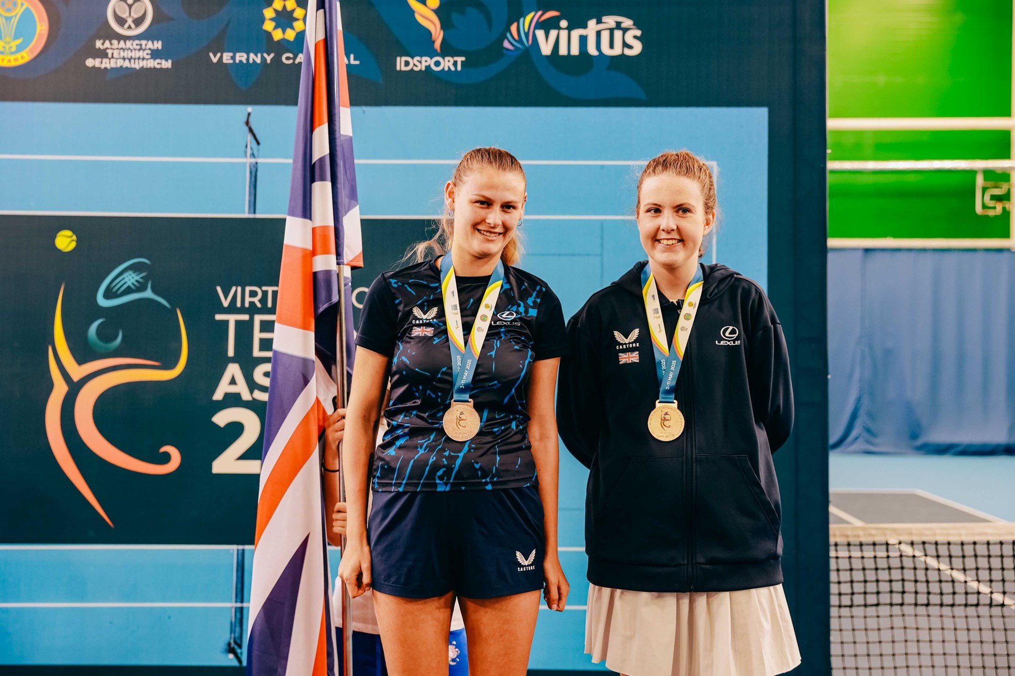 Women's doubles medal winners at the Virtus World Championships