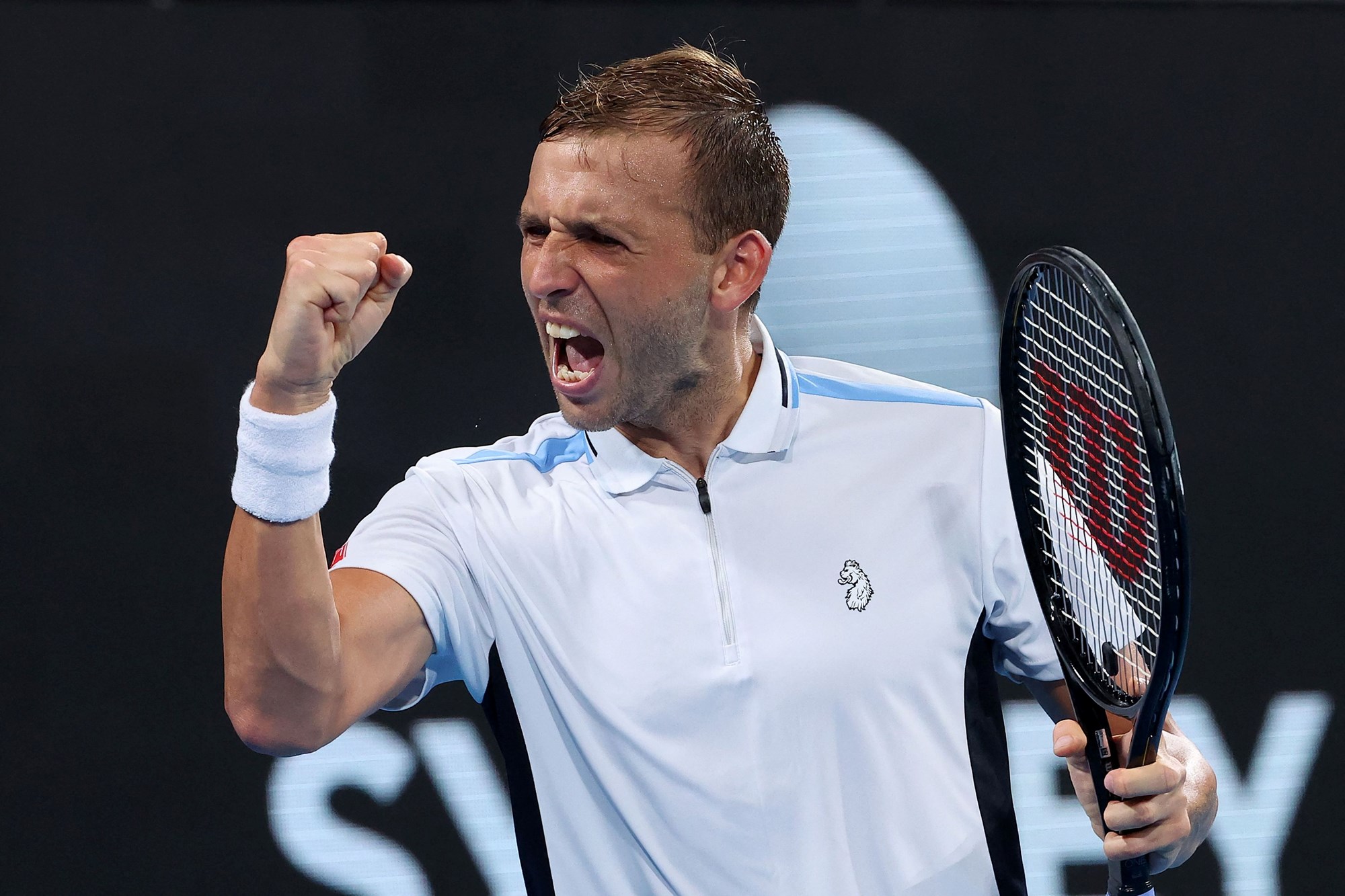 Dan Evans reacts during his semi-final match at the Sydney Classic tennis tournament 2022