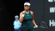 Mimi Xu gives a fist pump during a first round victory at the Lexus Birmingham Open
