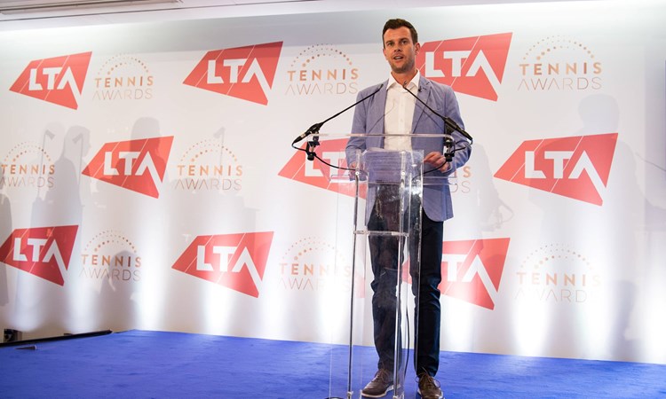 Davis Cup captain Leon Smith presenting the LTA Tennis Awards