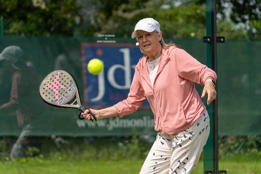 Sandi Procter playing padel