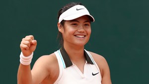 Emma Raducanu smiles after a first round win at Roland Garros 2025