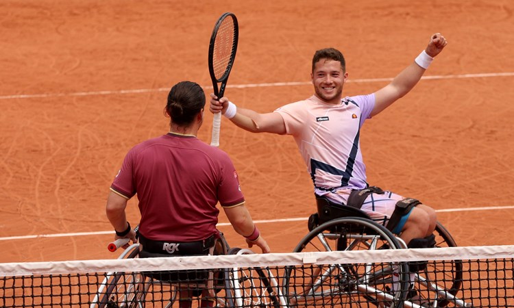 Alfie Hewett and Gordon Reid celebrate winning their third successive French Open