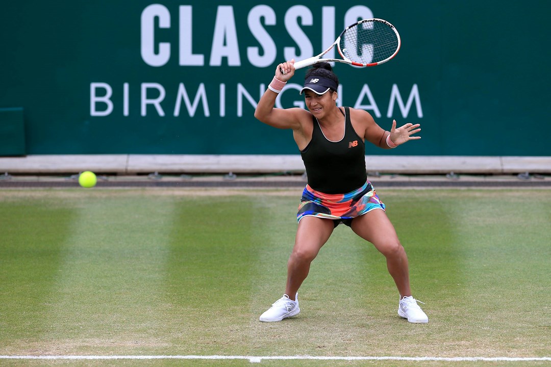 Heather Watson in action during the Birmingham Classic at Edgbaston Priory Club in 2021