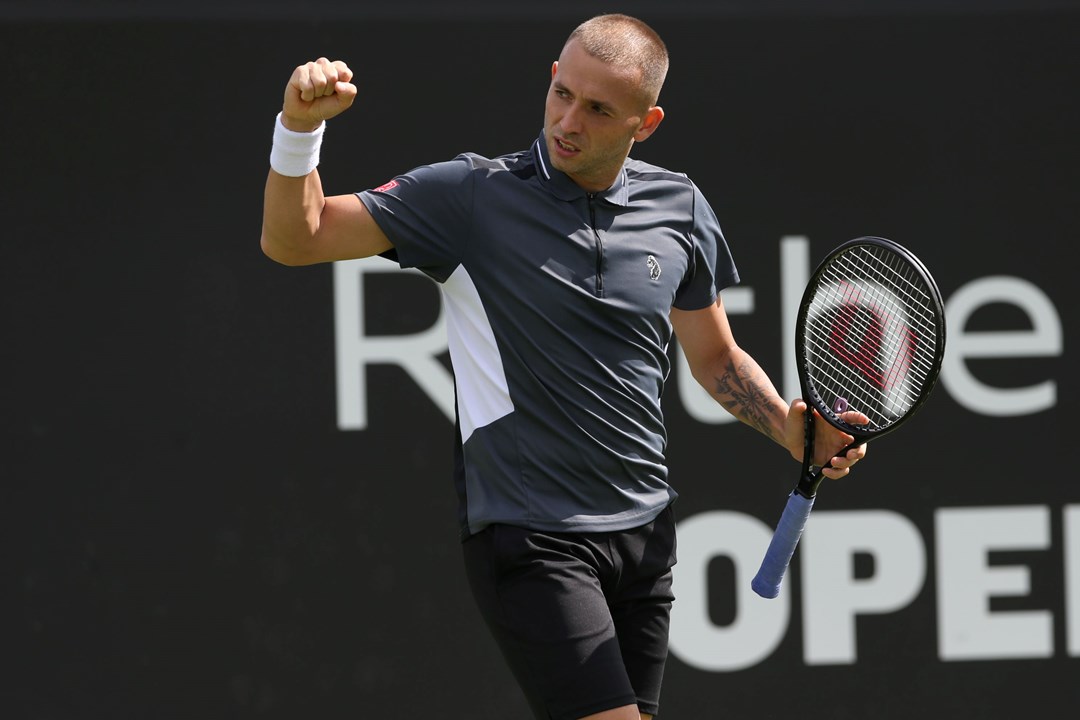 Dan Evans in the second round at the Rothesay Open Nottingham
