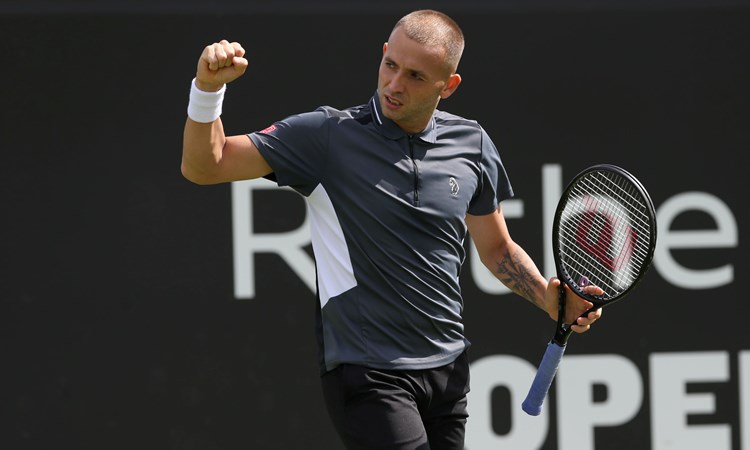 Dan Evans in the second round at the Rothesay Open Nottingham