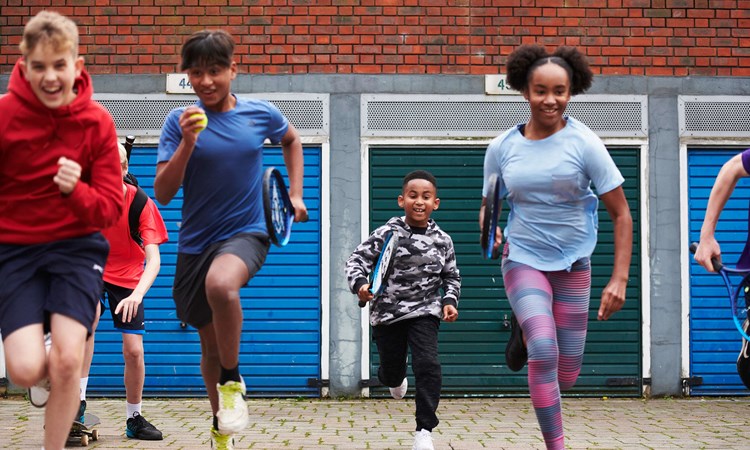 Kids running towards camera