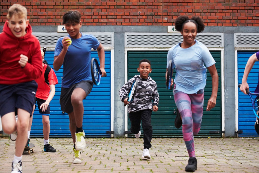 Kids running towards camera