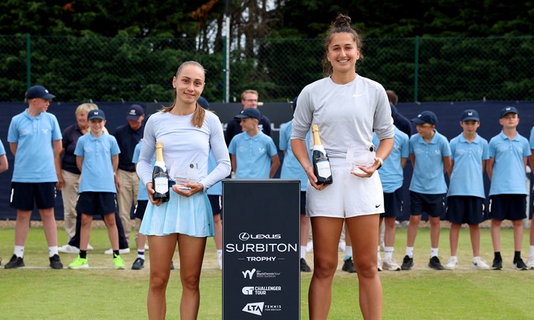 Aleksandra Krunic and Emina Bektas with the Lexus Surbiton Trophy doubles title
