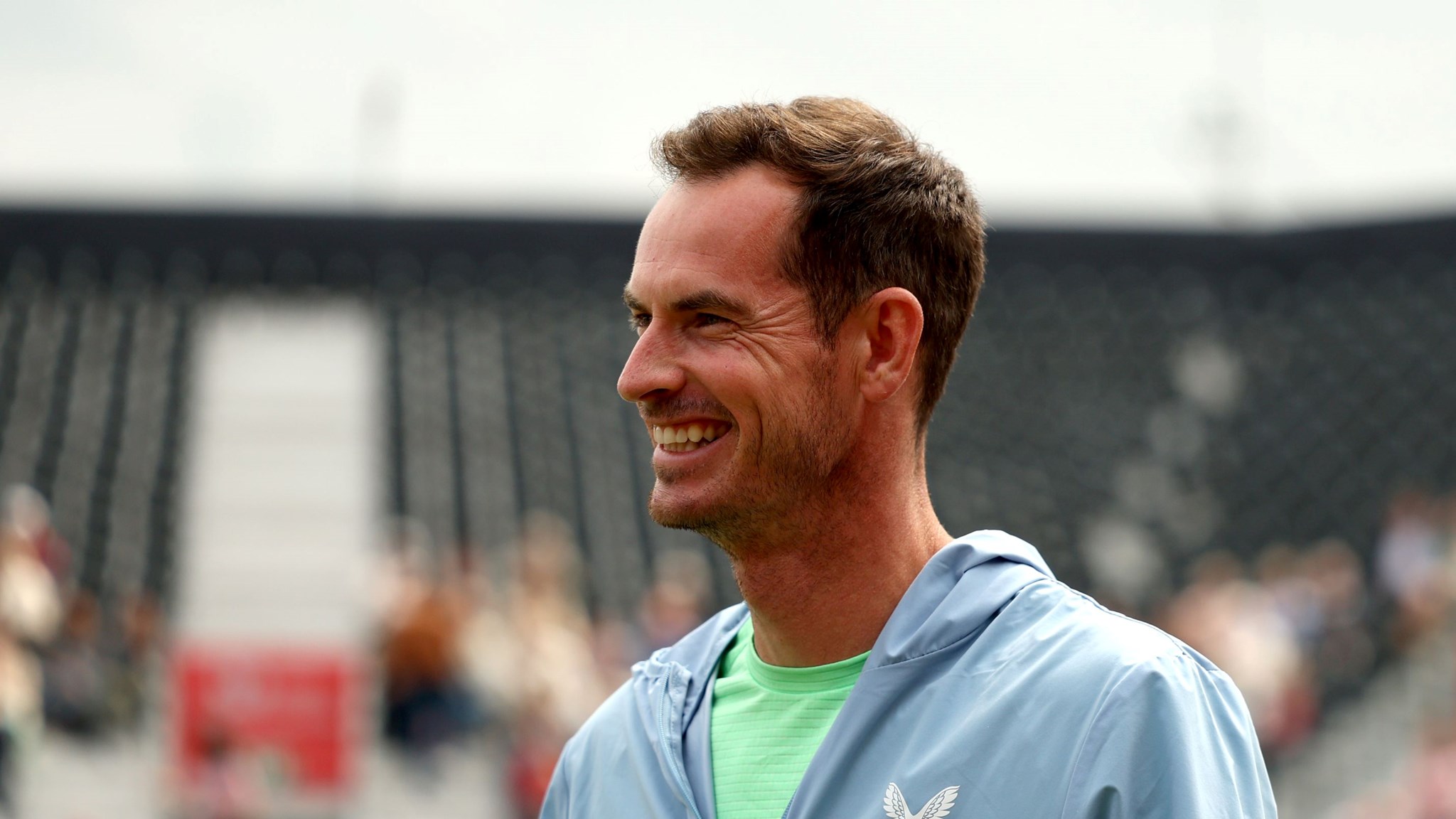 Andy Murray smiling on court at the HSBC Championships