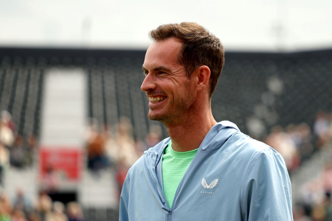 Andy Murray smiling on court at the HSBC Championships