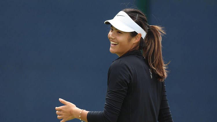 Emma Raducanu smiling at the Rothesay Open Nottingham