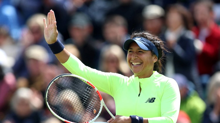 Heather Watson waves at the crowd at the Rothesay Open Nottingham