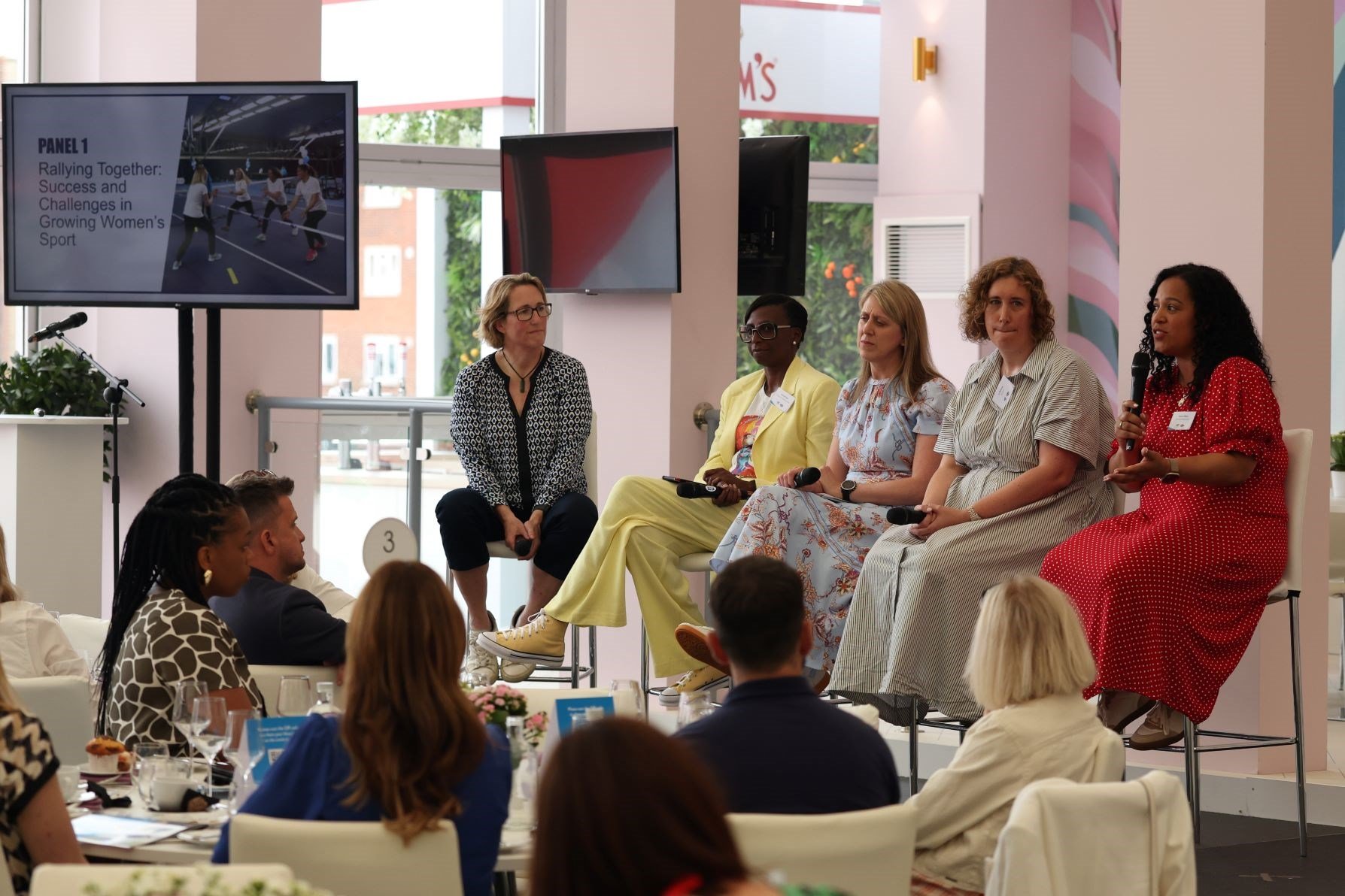 A panel of women speaking at the She Rallies event at the HSBC Championships
