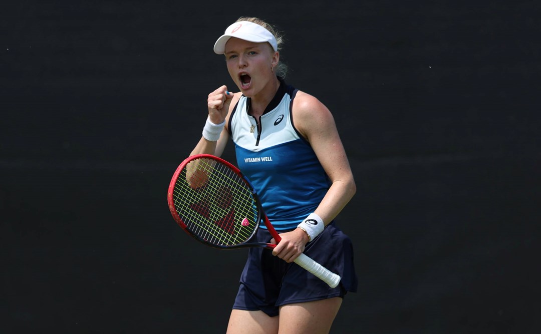 Harriet Dart celebrates a point at the Rothesay Open Nottingham